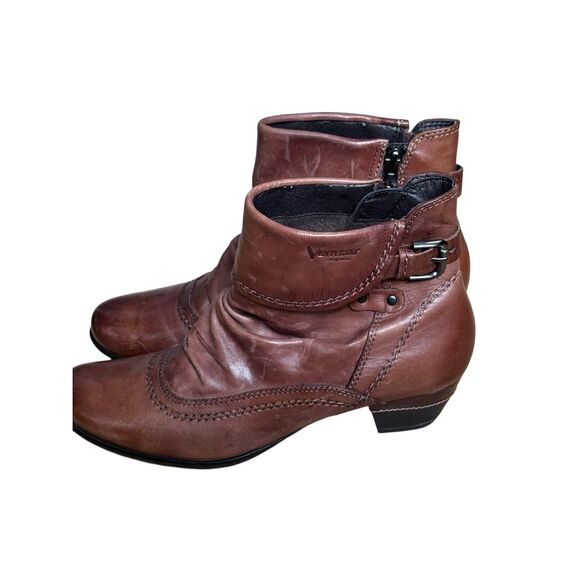Venturini Eleganza Brown Leather Ankle Boots Women size 7 - Picture 9 of 14